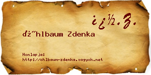 Öhlbaum Zdenka névjegykártya